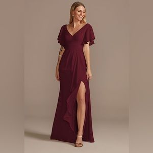 David’s Bridal Flutter Sleeve Maxi Dress